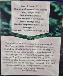 2022 Cook Island Silver $5 American State Animals Collection Newt NGC MS 70