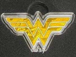 2022 Cook Islands $1 Wonder Woman Shaped 1oz. 999 Silver PAMP Box Mintage 3000