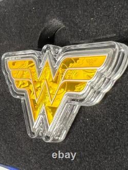 2022 Cook Islands $1 Wonder Woman Shaped 1oz. 999 Silver PAMP Box Mintage 3000