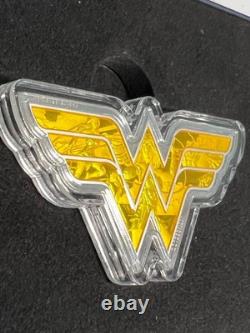2022 Cook Islands $1 Wonder Woman Shaped 1oz. 999 Silver PAMP Box Mintage 3000
