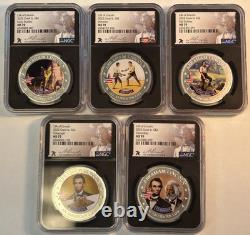 2022 Cook Islands $2 Life of Lincoln 1/2 oz Silver Coins NGC MS70 Five in Total