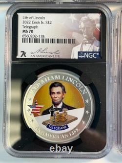 2022 Cook Islands $2 Life of Lincoln 1/2 oz Silver Coins NGC MS70 Five in Total