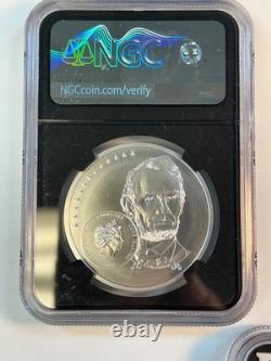 2022 Cook Islands $2 Life of Lincoln 1/2 oz Silver Coins NGC MS70 Five in Total