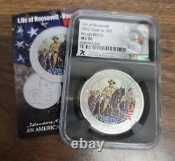 2022 Cook Islands $2 Silver Coin NGC MS70 Life of Roosevelt Rough Riders