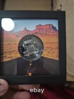 2022 Cook Islands 2 oz Black Proof UHR Silver. 999 Truck King of the Road Coin