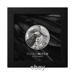 2022 Cook Islands 2 oz Silver Raven Witch Eye of Magic Coin. 999 Fine withBox &