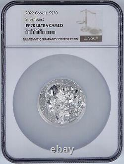 2022 Cook Islands $20 Silver Burst Silver 3 oz Coin NGC PF70UCAM High Relief UHR