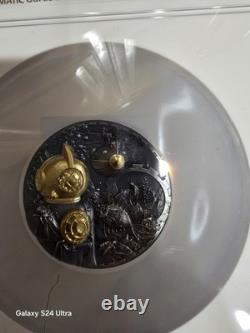 2022 Cook Islands $20 Steampunk Nautilus 3 oz Silver Coin Gold Gilding NGC MS 70
