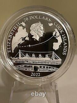 2022 Cook Islands $20 Titanic Coin 3oz Colorized Silver Proof With Box & COA 1