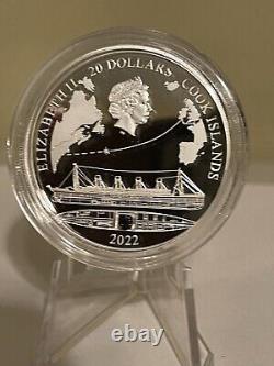 2022 Cook Islands $20 Titanic Coin 3oz Colorized Silver Proof With Box & COA 1