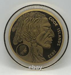 2022 Cook Islands $25 Dollars Gold Buffalo. 1200MG Total Gold Weight