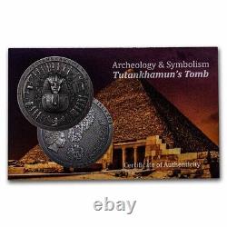 2022 Cook Islands 3 oz Antique Silver Tutankhamun's Tomb SKU#257800