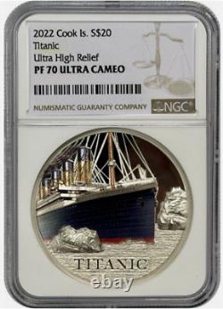 2022 Cook Islands 3oz Silver Ultra High Relief Titanic NGC PF70 Ultra Cameo