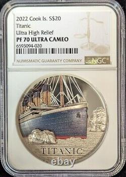 2022 Cook Islands 3oz Silver Ultra High Relief Titanic NGC PF70 Ultra Cameo