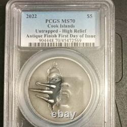 2022 Cook Islands $5 0.999 Silver PCGS MS70 Untrapped HR Antique FDOI
