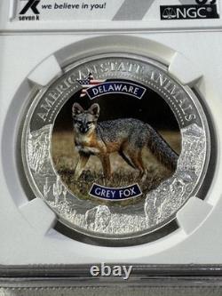2022 Cook Islands $5 Delaware Grey Fox Silver Coin Graded MS 70 by NGC