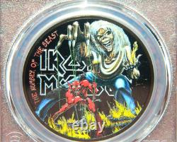 2022 Cook Islands $5 Iron Maiden Number Of The Beast Coin & Box Pcgs Pr70 Dcam