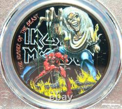 2022 Cook Islands $5 Iron Maiden Number Of The Beast Coin & Box Pcgs Pr70 Dcam