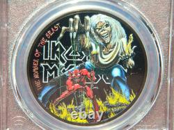 2022 Cook Islands $5 Iron Maiden Number Of The Beast Coin & Box Pcgs Pr70 Dcam
