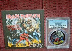2022 Cook Islands $5 Iron Maiden Number Of The Beast Coin & Box Pcgs Pr70 Dcam