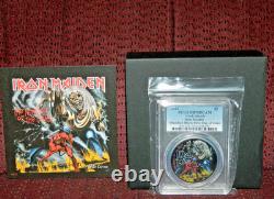 2022 Cook Islands $5 Iron Maiden Number Of The Beast Coin & Box Pcgs Pr70 Dcam