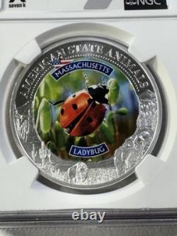 2022 Cook Islands $5 Massachusetts Lady Bug Silver Coin Graded MS 70 by NGC