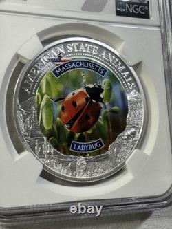 2022 Cook Islands $5 Massachusetts Lady Bug Silver Coin Graded MS 70 by NGC