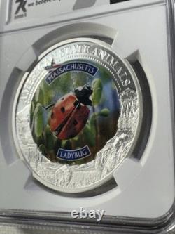 2022 Cook Islands $5 Massachusetts Lady Bug Silver Coin Graded MS 70 by NGC