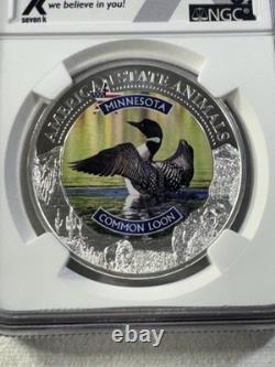 2022 Cook Islands $5 Minnesota Common Loon Silver Coin Graded MS 70 by NGC