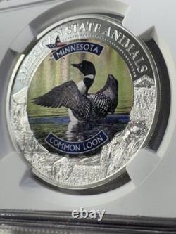 2022 Cook Islands $5 Minnesota Common Loon Silver Coin Graded MS 70 by NGC