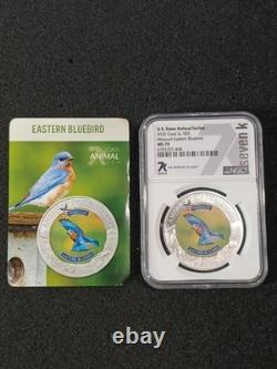 2022 Cook Islands $5 Missouri Eastern Bluebird NGC MS70 State Animal Proof
