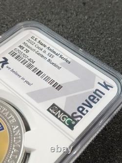 2022 Cook Islands $5 Missouri Eastern Bluebird NGC MS70 State Animal Proof