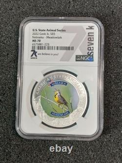 2022 Cook Islands $5 Nebraska Meadowlark Coin NGC MS70 State Animal Series