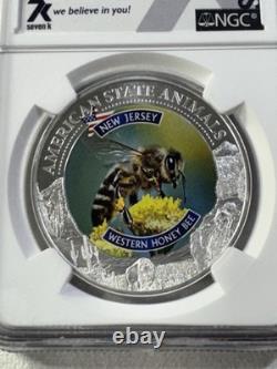 2022 Cook Islands $5 New Jersey Western Honey Bee Silver Graded MS 70 by NGC