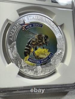2022 Cook Islands $5 New Jersey Western Honey Bee Silver Graded MS 70 by NGC