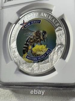 2022 Cook Islands $5 New Jersey Western Honey Bee Silver Graded MS 70 by NGC