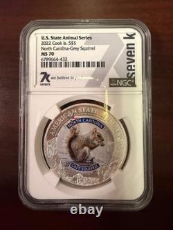 2022 Cook Islands $5 North Carolina Grey Squirrel NGC MS70