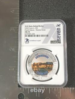 2022 Cook Islands $5 North Dakota Nokota Horse NGC MS70 State Animal Proof