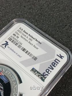 2022 Cook Islands $5 Ohio Black Racer Coin NGC MS70 State Animal Series