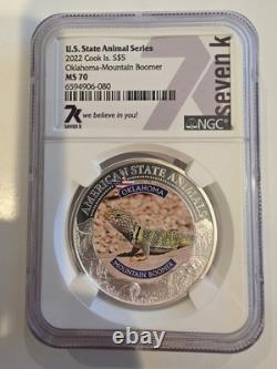2022 Cook Islands $5 Oklahoma Mountain Boomer Coin NGC MS 70 US State Animal