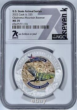 2022 Cook Islands $5 Oklahoma Mountain Boomer Coin NGC MS 70 US State Animal