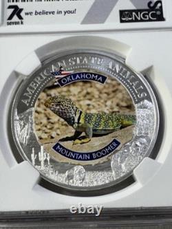 2022 Cook Islands $5 Oklahoma Mountain Boomer Silver Coin Graded MS 70 by NGC