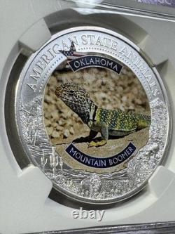 2022 Cook Islands $5 Oklahoma Mountain Boomer Silver Coin Graded MS 70 by NGC