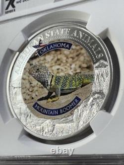 2022 Cook Islands $5 Oklahoma Mountain Boomer Silver Coin Graded MS 70 by NGC