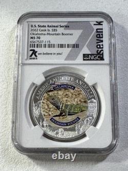 2022 Cook Islands $5 Oklahoma Mountain Boomer Silver Coin Graded MS 70 by NGC