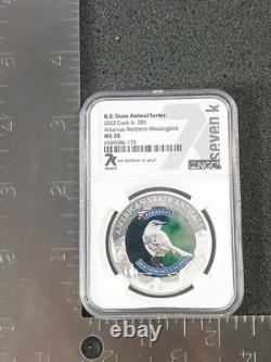 2022 Cook Islands $5 Silver Coin Arkansas Northern Mockingbird NGC MS70