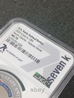 2022 Cook Islands $5 Silver Coin ND Nokota Horse State Animal MS70