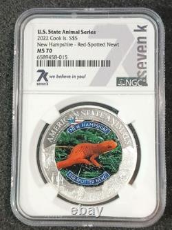 2022 Cook Islands $5 Silver Coin New Hampshire Red-Spotted Newt NGC MS70
