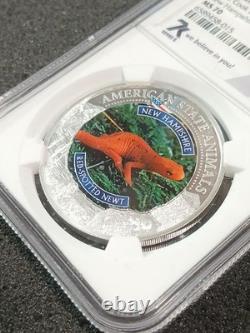 2022 Cook Islands $5 Silver Coin New Hampshire Red-Spotted Newt NGC MS70