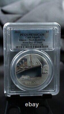 2022 Cook Islands $5 Titanic 1oz Silver PCGS PR70DCAM High Relief